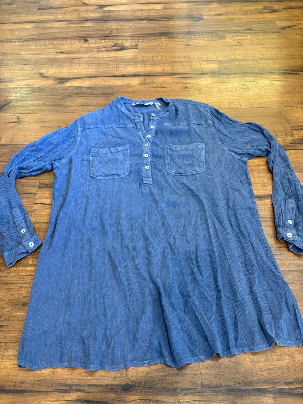 Soft Surroundings Lightweight Henley Tunic Blouse Women’s Large Blue